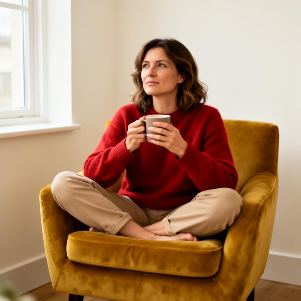 Student calmly completing her court-approved class from home